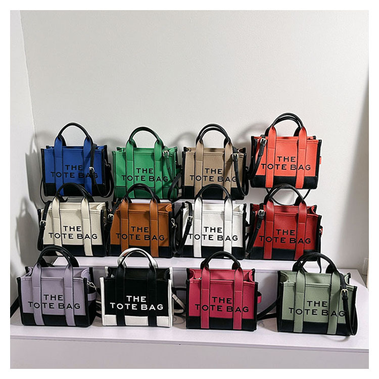 New Fashionable Stitching Contrasting Color Tote Bag Portable Shoulder Crossbody High Quality Women's Bag Large Capacity Commuting