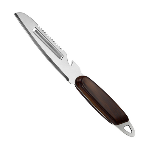 Kitchen stainless steel multifunctional wooden handle paring knife household fruit peeling vegetable peeling and fish scale removal tool