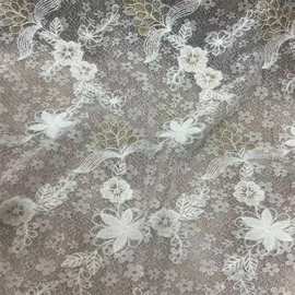 国风毛毛线蕾丝提花底布绣花金线绣水溶绣花童装女装连衣裙打底衫