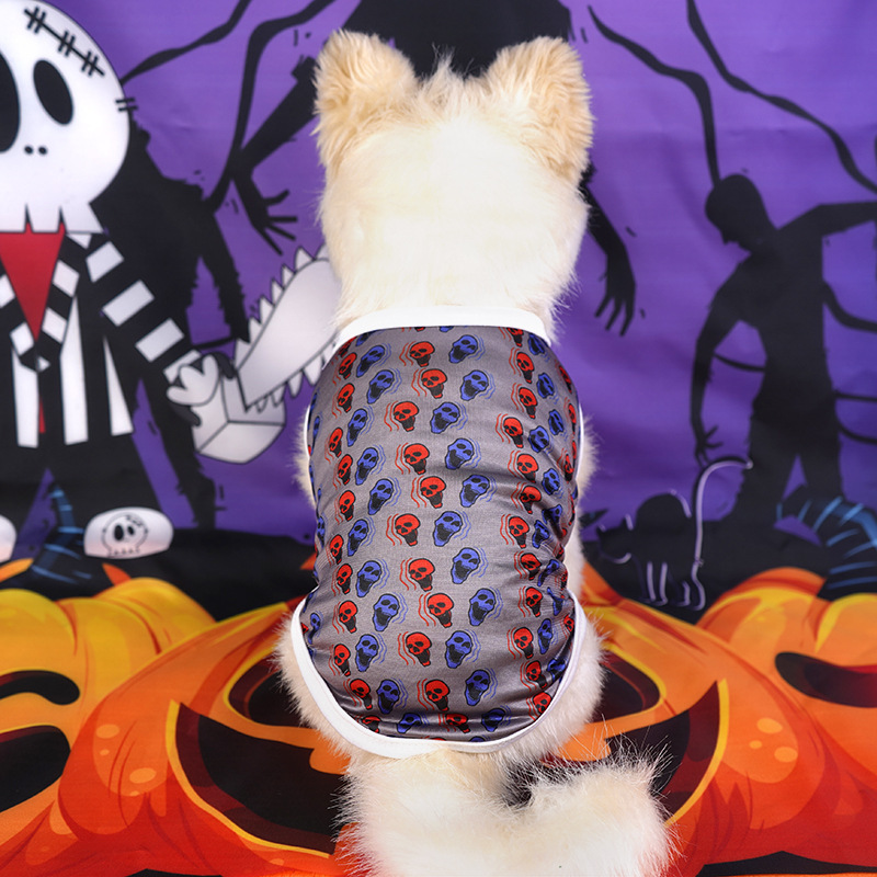 Halloween Skull Pet Clothes Puppy Dog Pumpkin Bucket Black New Cross-border Cat Pet Costume Pumpkin Ghost display picture 3