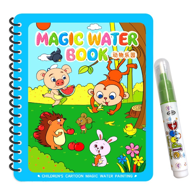 Libro de pintura de agua para niños Libro de pintura mágica para colorear juego de pintura bebé rompecabezas repetido para colorear juguetes de acuarela