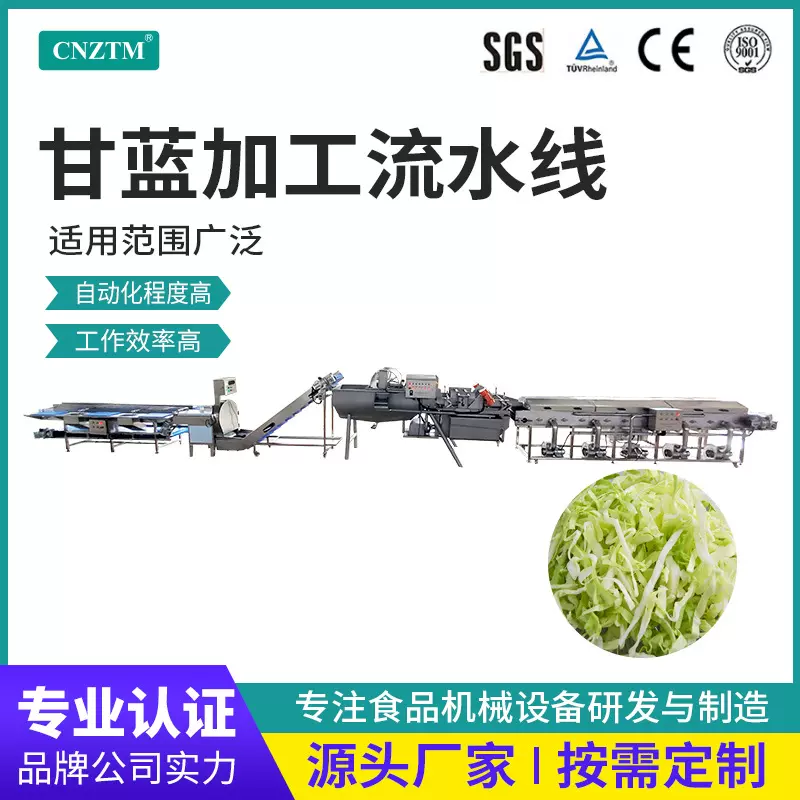定制中央厨房蔬菜清洗机甘蓝净菜加工清洗流水线果蔬清洗成套设备