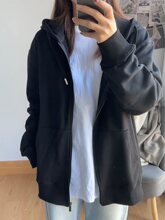 黑色卫衣外套女春秋女款2025新款初秋韩系运动上衣开衫早春季穿搭