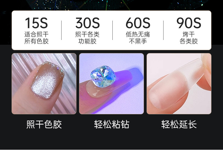 Professional Quick-Drying Electric UV Light Therapy Nail Lamp with Diamond Inlay - Non-Staining Nail Art Salon Dryer for Gel Polish