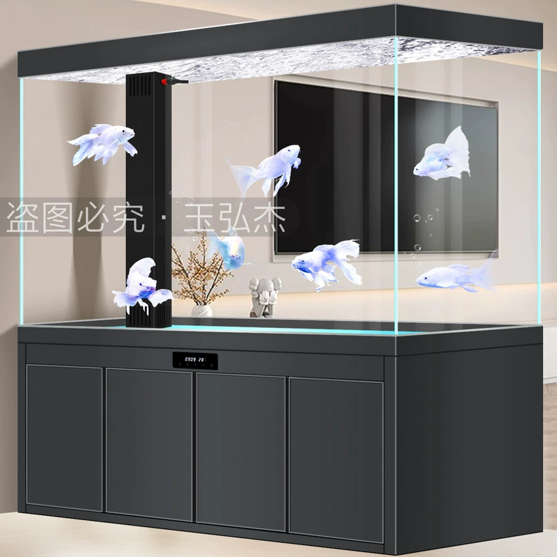 Dragon Fish Tank Средний и большой супер белый стеклянный аквариум Гостиная Бытовой экран Перегородка Нижний фильтр Ленивая вода Бесплатная смена