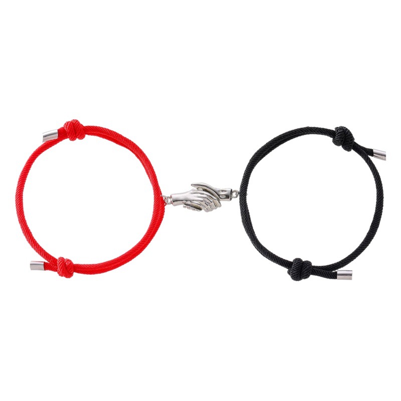 Europa y América transfronteriza nueva pareja de dos manos apretón de manos hebilla magnética pulsera tejida creativa amistad amigos novias mano cuerda