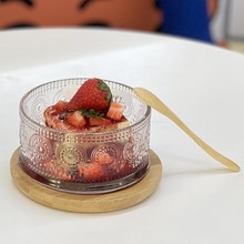 27IK特别好看的碗水果甜品玻璃碗韩版ins风配盖早餐燕麦碗家用沙