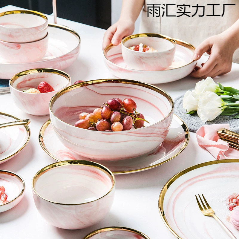Скандинавская посуда, мраморный творческий набор, Ceramic подарочная коробка для дома, стиль светлая роскошь
