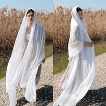 丝巾披肩纯白色纱巾3米长超大女舞蹈围巾海边防晒沙滩巾旅行拍照