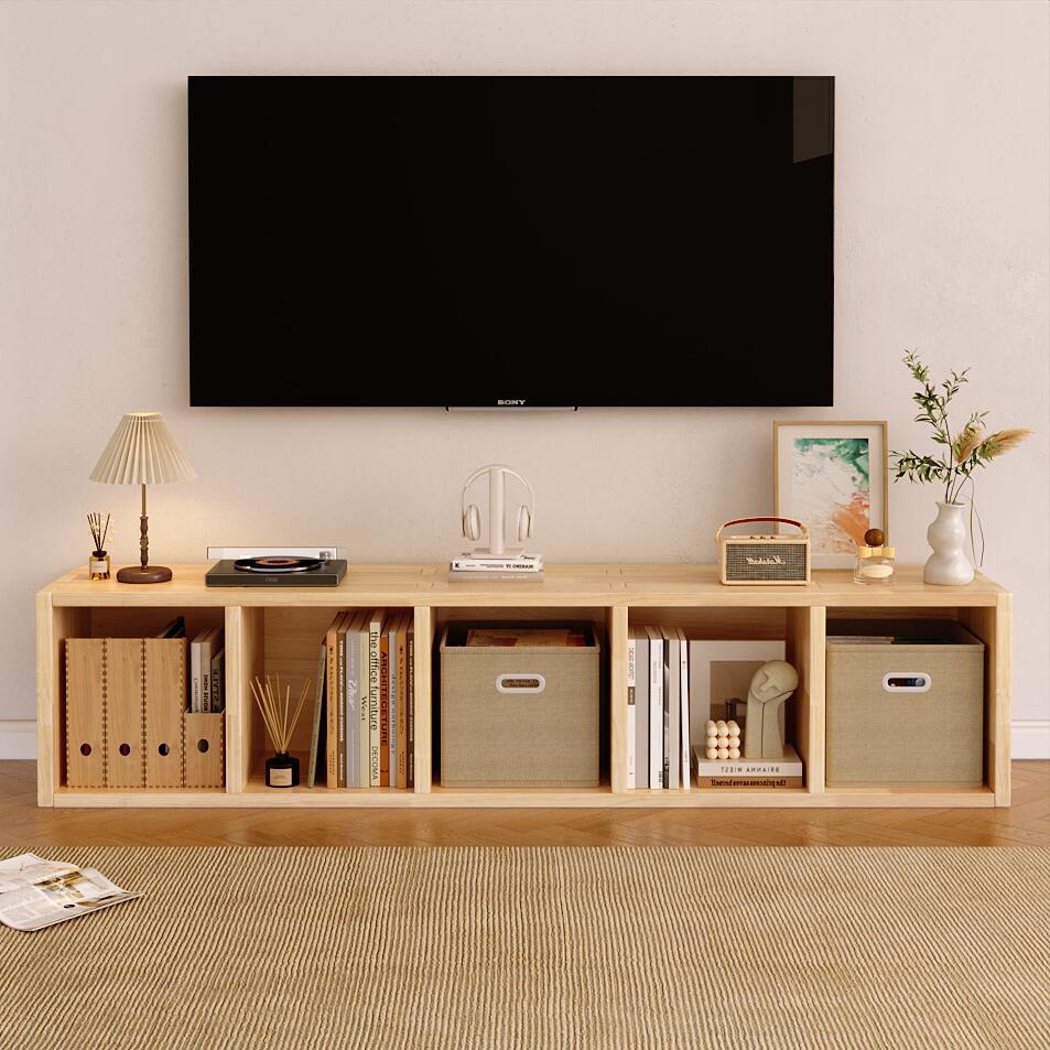 Gabinete de televisión de madera sólida estante de libros de piso integrado armario para la sala de estar armario contra la pared armario de almacenamiento gabinete de celosía gabinete bajo