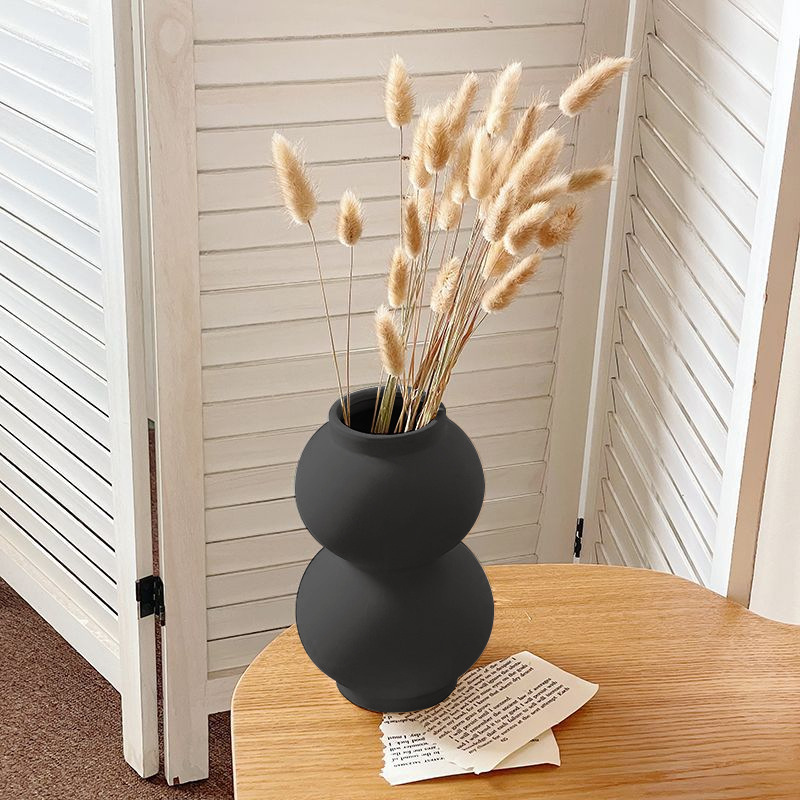 Wabilifeng retro decoración de jarrón de cerámica negra sala de estar arreglo floral flor seca creativa decoración del hogar al por mayor