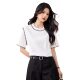 Real shot spot minimalist paper stitching white T-shirt solid color commuter crew neck short sleeve simple jacket