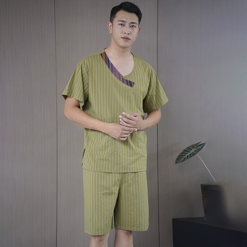 미통 스트라이프 그린 플라워 칼라 남성용
