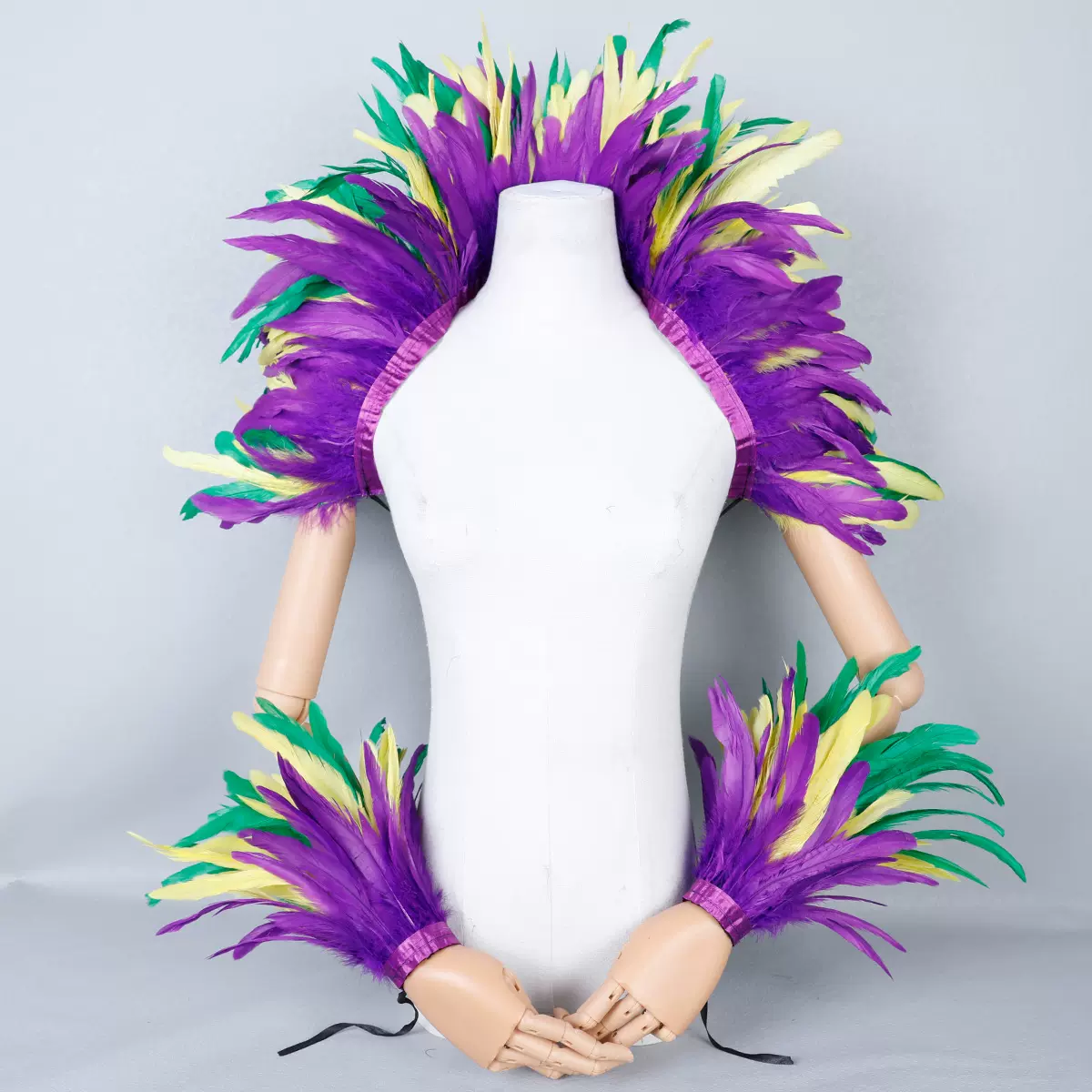 亚马逊跨境哥特式羽毛披肩万圣节派对舞会表演鸡毛配饰斗蓬披风