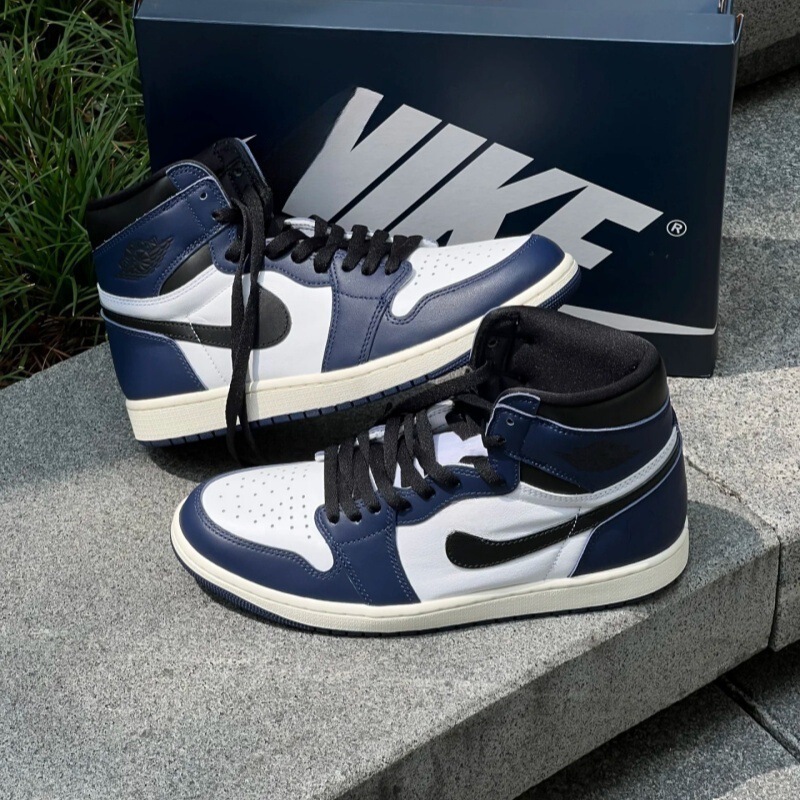Putian Aj1 High-Top Trendy Basketball Collaboration Brand Style Midnight Blue Shadow Casual Sneakers Unisex Versatile