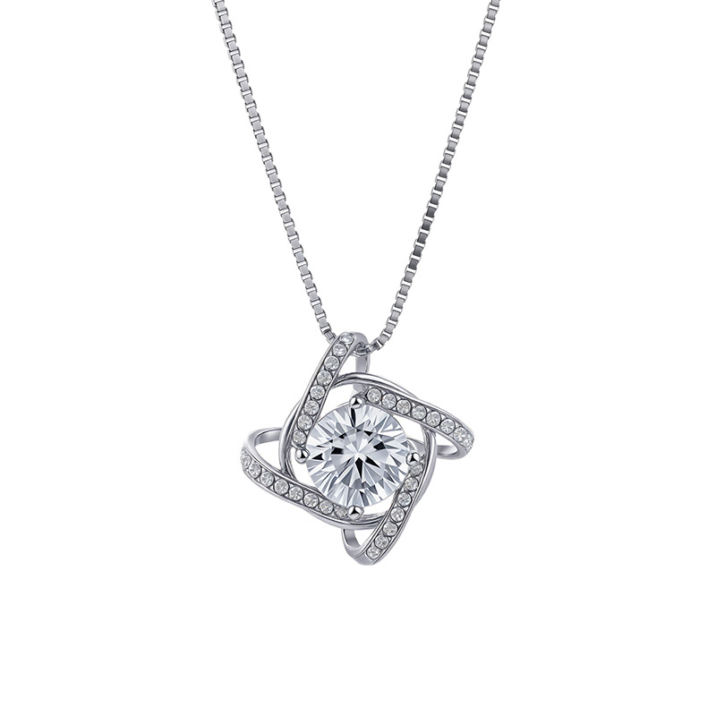 Collar de trébol de cuatro hojas de plata esterlina s925 europeo y americano transfronterizo Amazon moda moda cadena de clavícula colgante de circón de diamantes mujer