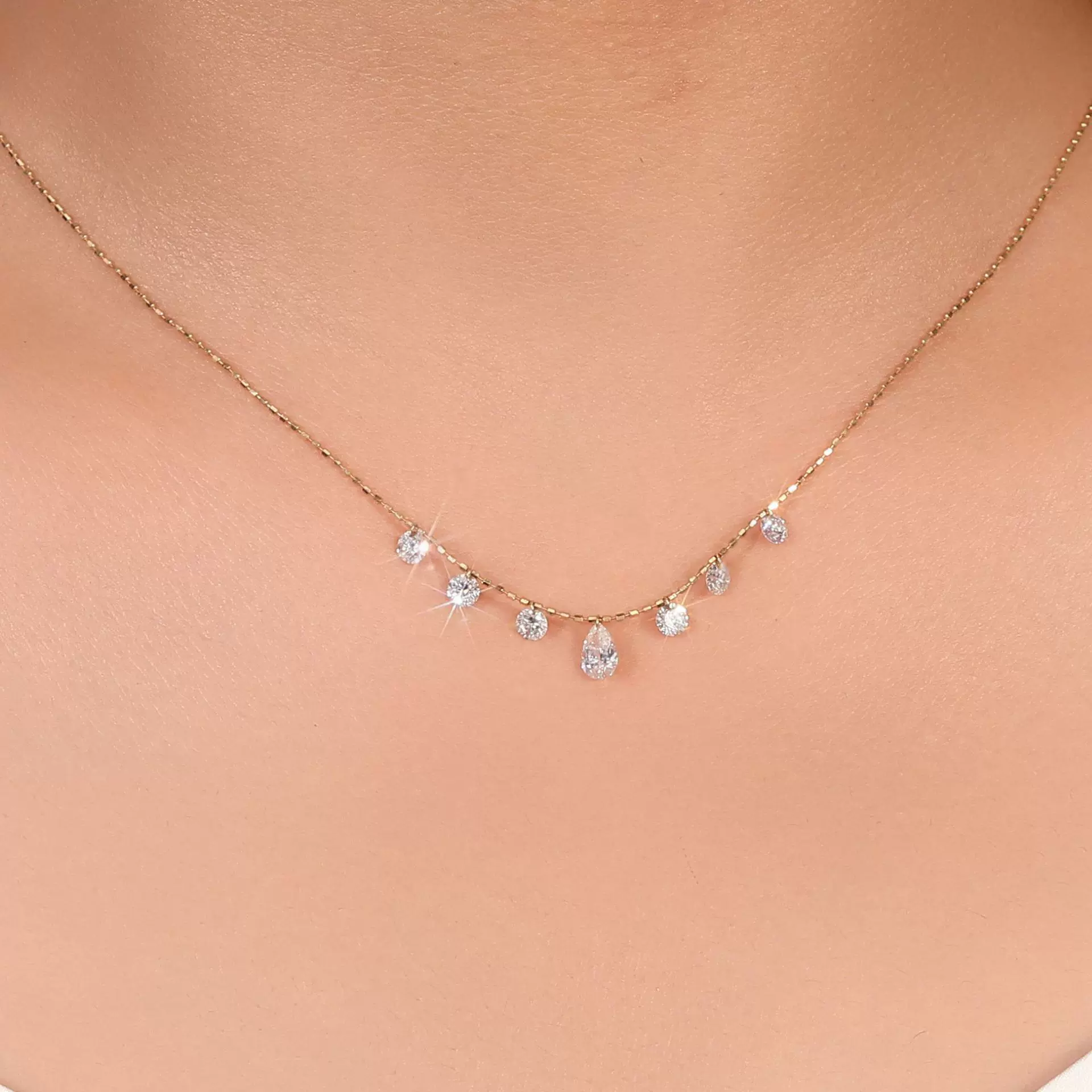 现货18K金项链女轻奢婚宴情人节送礼物梨形钻石项链欧美跨境首饰