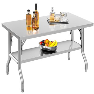 Stainless Steel Folding Workbench Double-Layer Outdoor Home Kitchen Operation Table Commercial Stall Table Kitchen Operation Table