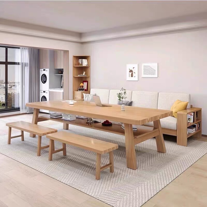Modern Simple Double Desk Office Desk Personalized Double-Layer Solid Wood Book Dining Table Designer Living Room Log Desk