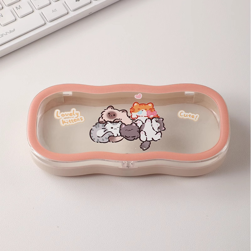 Caja de gafas transparentes de borde de la nube, alta sensación de almacenamiento portátil, niños, niños, niños, estudiantes, lindos, caja de gafas al por mayor
