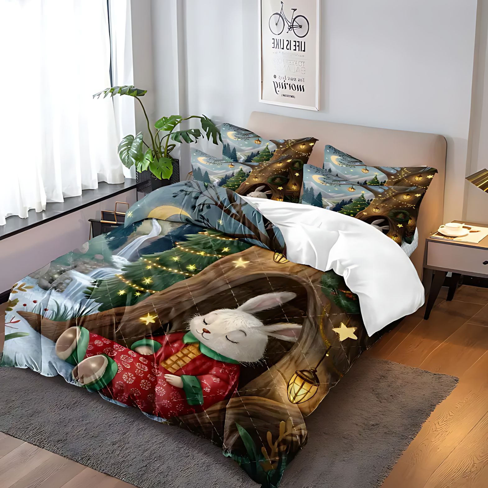 TEMU / JIT Amazon transfronterizo calzado abrigo impresión digital HD conjunto de edredón de pelo para diseñar