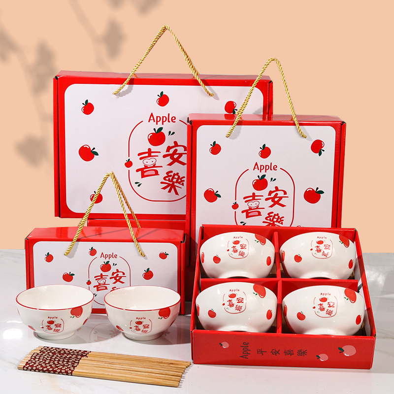 gift bowl set ceramic tableware bowl gift box opening meeting sale gift wedding favors gift bowl and chopsticks bowl set