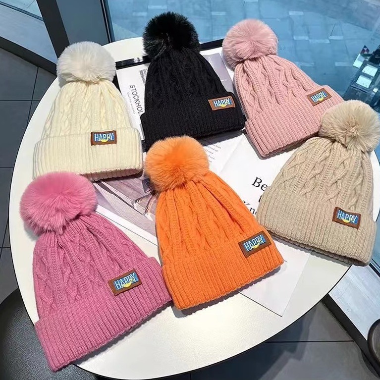 Cappello lavorato a maglia in peluche spesso per donna autunno e inverno cappello di lana antifreddo caldo protezione per le orecchie viso piccolo grande circonferenza della testa_voghion.com