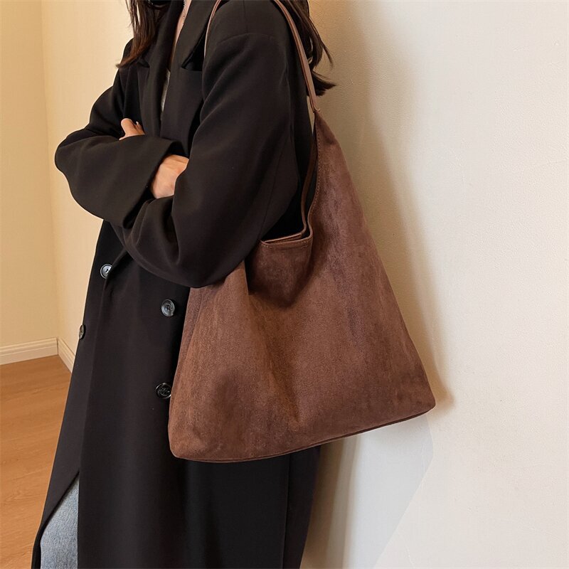Retro Frosted Suede Armpit Bag for Women 2025 New Large-Capacity Shoulder Bag Casual Versatile Work Clothing Tote Bag Retro Frosted Suede Armpit Bag for Women 2025 New Large-Capacity Shoulder Bag Casual Versatile Work Clothing Tote Bag