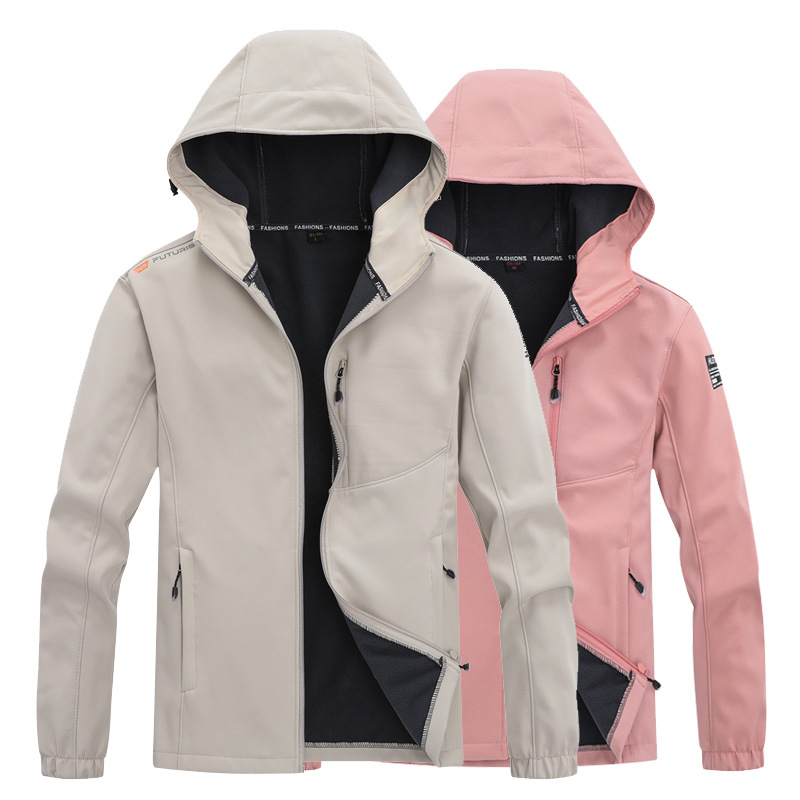 Abrigo de concha suave de otoño e invierno para hombres y mujeres con forro polar engrosado chaqueta cálida al aire libre a prueba de viento impermeable chaqueta deportiva casual
