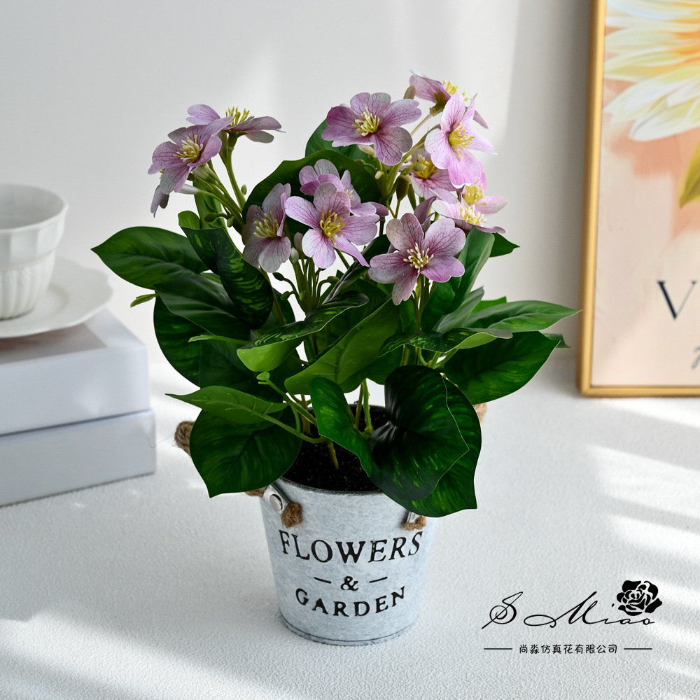 Botella de hierro sensación flor de begonia bonsai imitación maceta flores falsas decoración del hogar fotografía flores artificiales flores de boda perilla