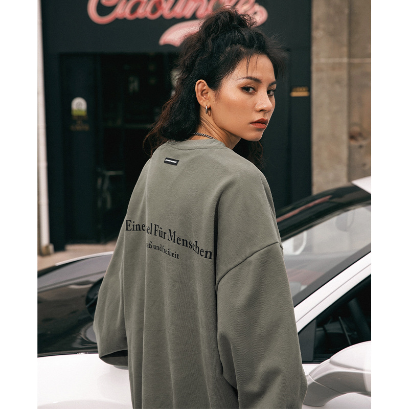 Suéter de cuello redondo con estampado americano retro para hombre, nuevo estilo de primavera, marca de moda callejera, traje de pareja suelto pesado, chaqueta ins