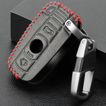 适用于宝马X1X5X6Z4钥匙套保护壳带金属扣红缝线高档车钥匙包