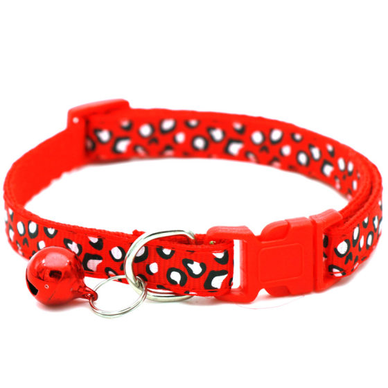 Fashion pet collar leopard print pattern printing outdoor dog walking identification collar rope cat anti-loss