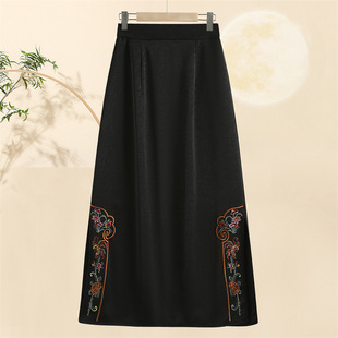 Chinese Style Jacquard Embroidered Skirt for Women 2025 Spring and Summer New Mother's Skirt Exquisite High Waist Mid-Length Skirt for Women