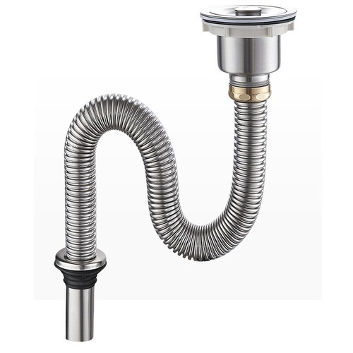 Stainless Steel Sink Drain Pipe, Extended S-Bend Anti-Odor Sink Basin Accessories, Sink Drain Pipe, Anti-Mouse Bite