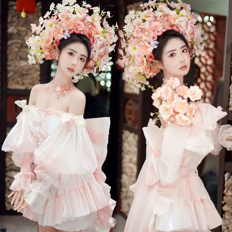 影楼孕妇2025新款法式甜美抹胸上衣女夏高级感裙子摄影写真照服装