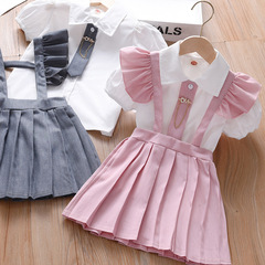 Girls' Summer Dress 2024 New Children's Casual Skirt Baby Aesthetic Summer Fashion Pleated Skirt Korean Style