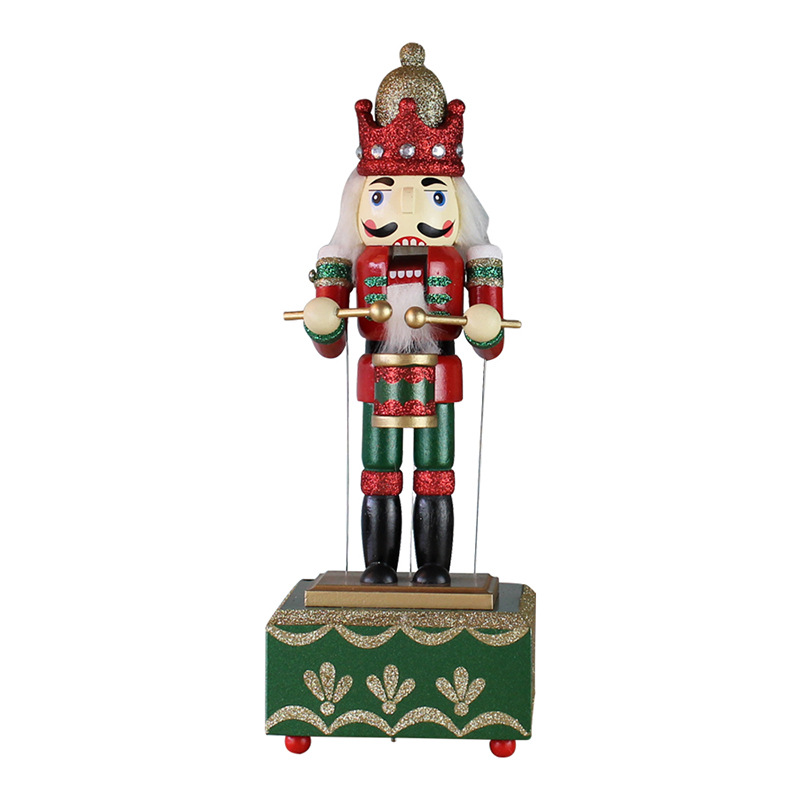Navidad regalos navideños cascanueces caja de música giratoria artesanía decoración casera madera caja de ocho tonos