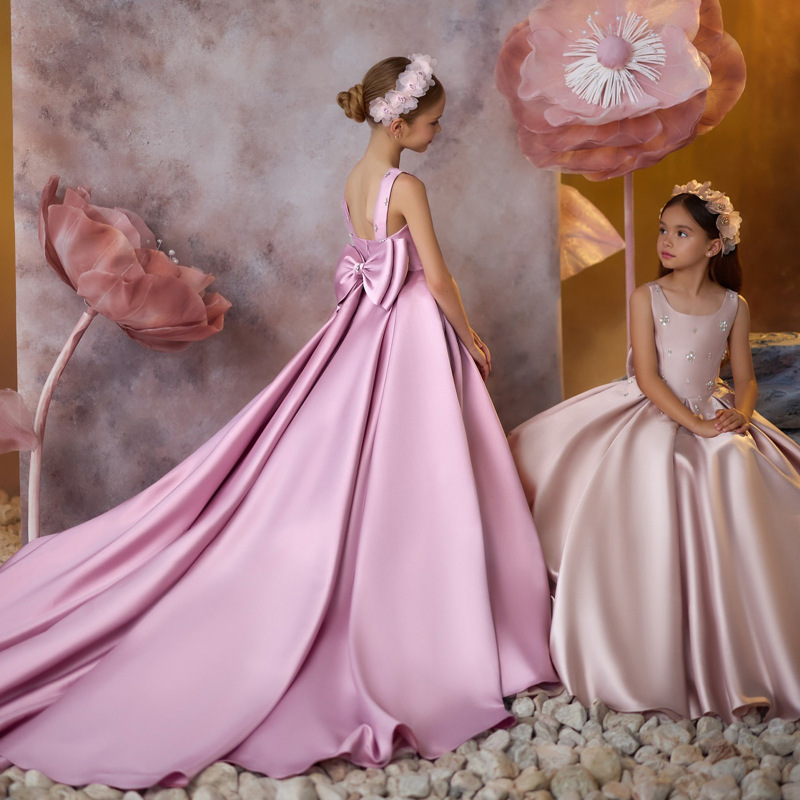 Cross-Border European and American Style Flower Girl Wedding Dress, Children's Party Birthday Gown, Trailing Princess Dress, Elegant High-End Dress Cross-Border European and American Style Flower Girl Wedding Dress, Children's Party Birthday Gown, Trailing Princess Dress, Elegant High-End Dress