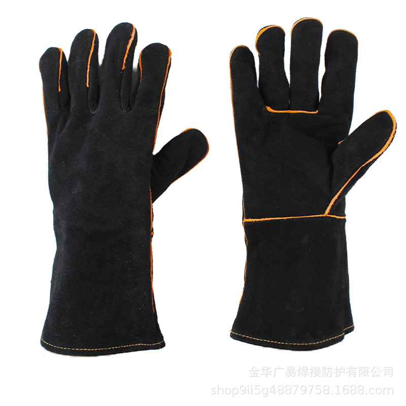 BBQ烧烤手套长款劳保行防护牛皮电焊手套
