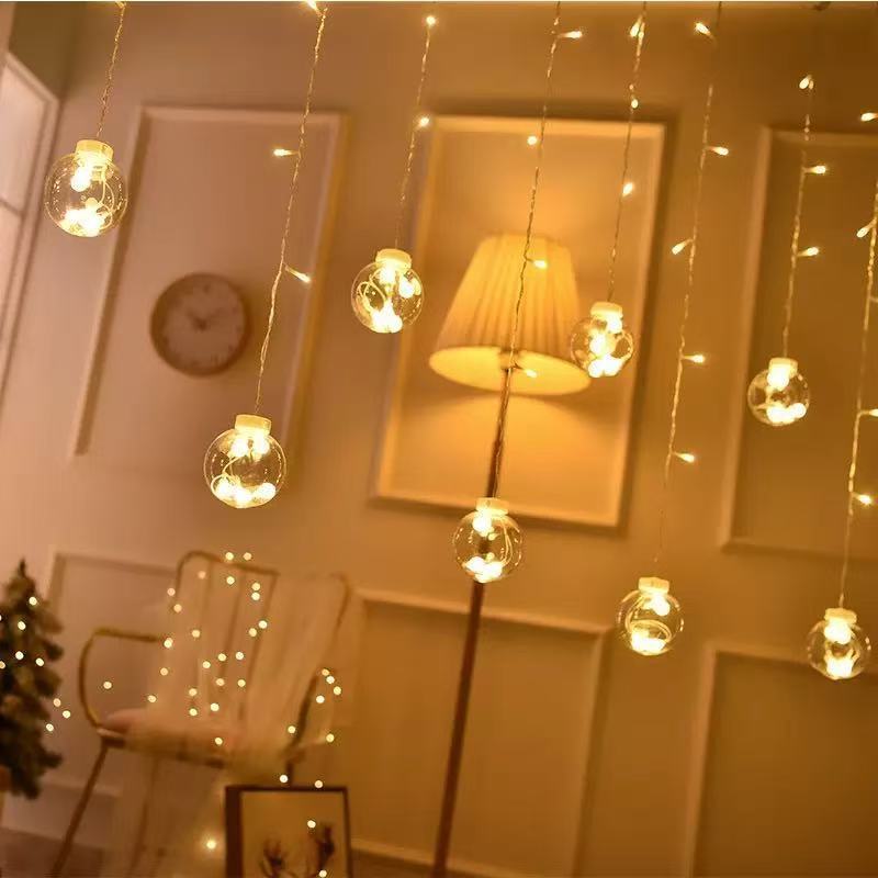 Led願い事球造形灯氷条灯カーテン装飾灯室内電気銅線灯クリスマス祝日ランプ|undefined