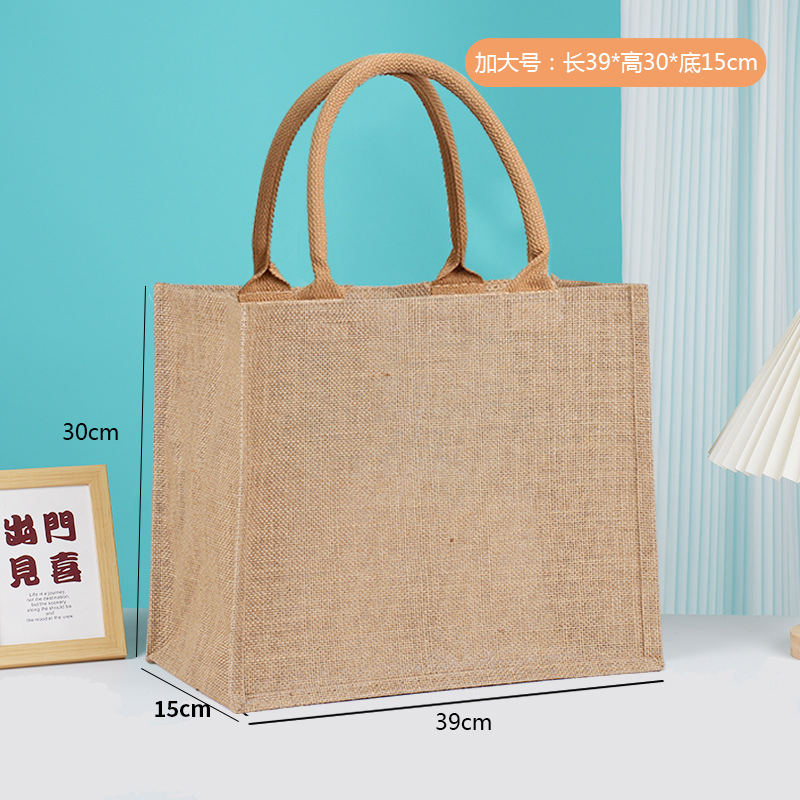 Bolsas de yute en blanco en stock bolsas de lino al por mayor bolsas de publicidad de compras tridimensionales pueden ser DIY image 32