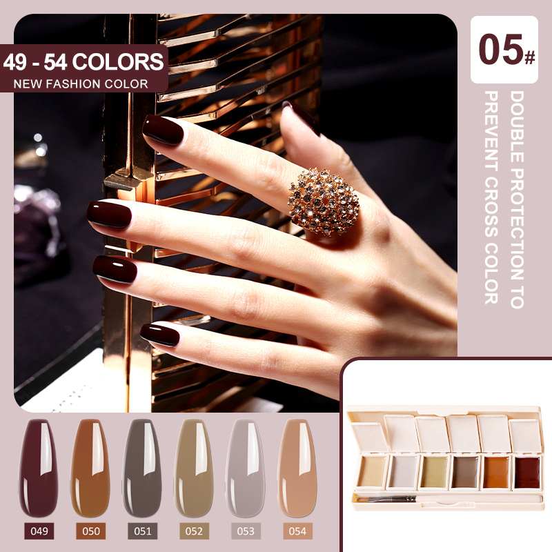 2022new 6-color crema sólido pegamento de sombra de ojos plato conjunto fototerapia esmalte de uñas pegamento traje transfronterizo exclusivo