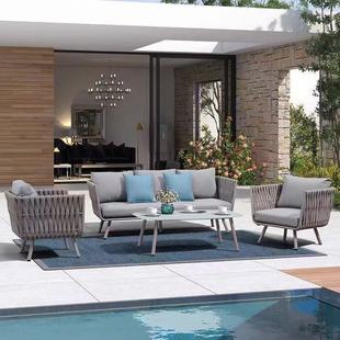Nordic Outdoor Outdoor Courtyard Garden Open-Air B&B Balcony Rattan Leisure Furniture Waterproof Aluminum Alloy Sofa Chair