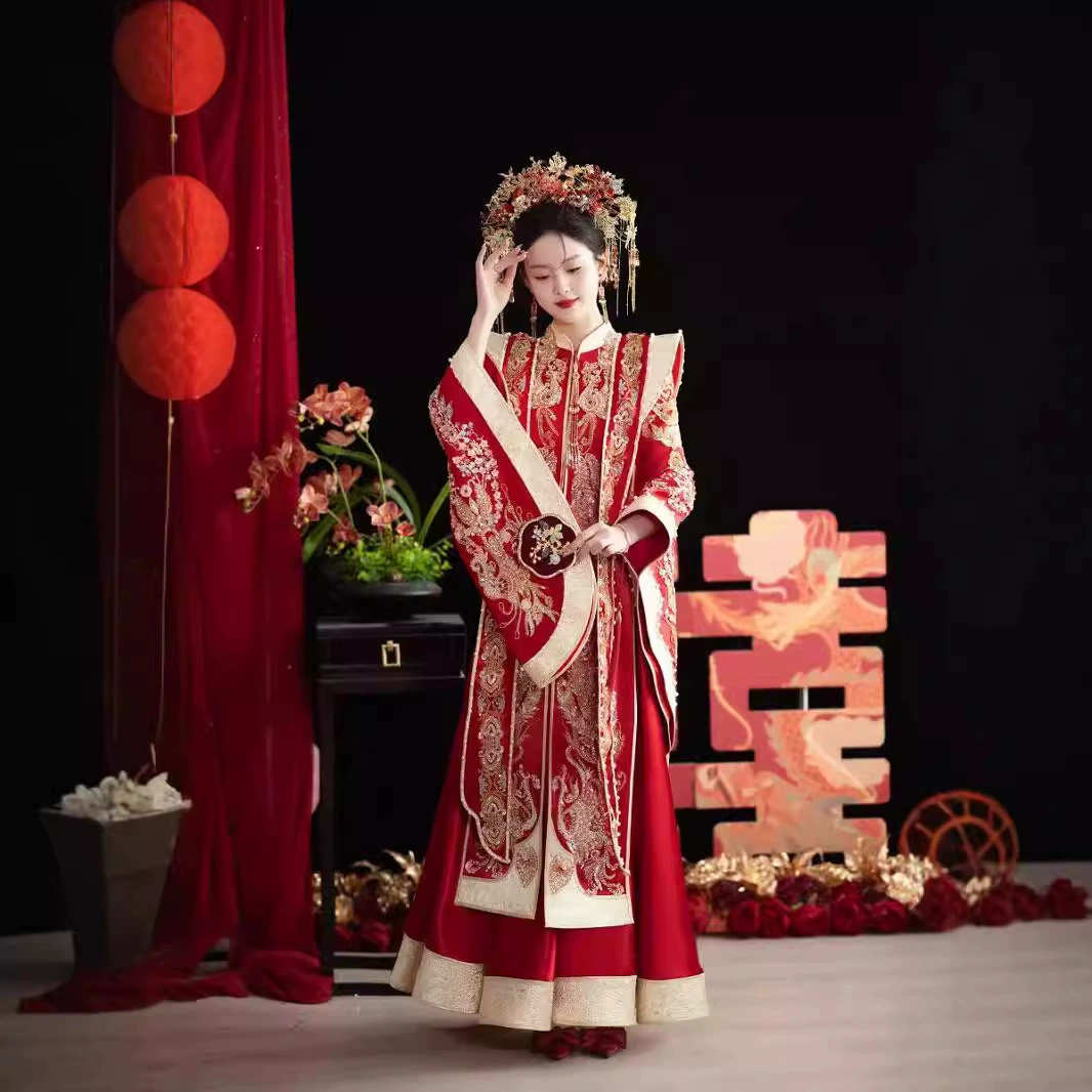 Фестиваль Guan Xiaya китайский свадебный костюм невесты крупного размера Hanfu свадебное платье