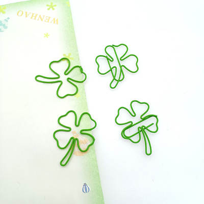 Creative Cute Clover Paper Paperclip Bookmark Paper Paperclip Paper Paper Paper Lip Four-leaf Clover Green Lucky Grass Paper Paperclip