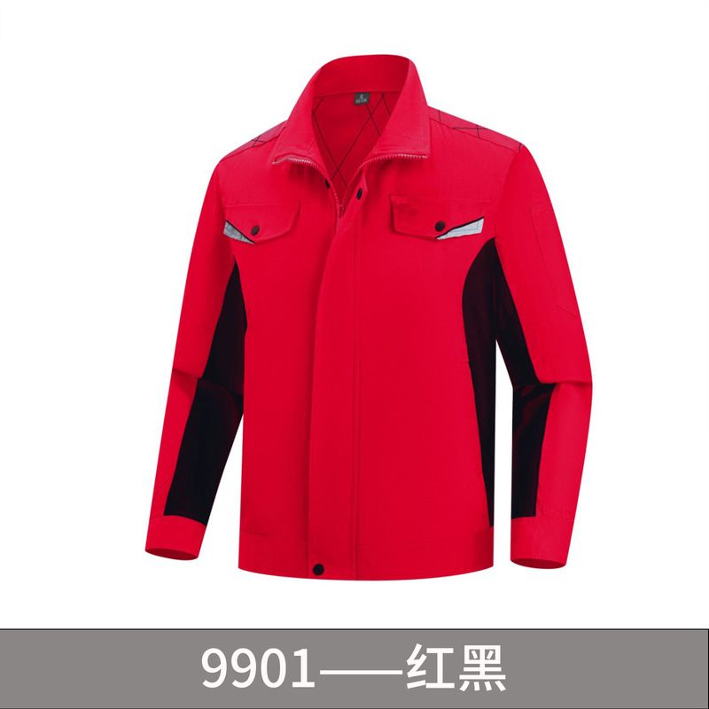 男性と女性のための春と秋の帯電防止作業服スーツ、カラーマッチング耐摩耗性溶接機ガソリンスタンドカスタマイズ可能な作業服労働保護服|undefined