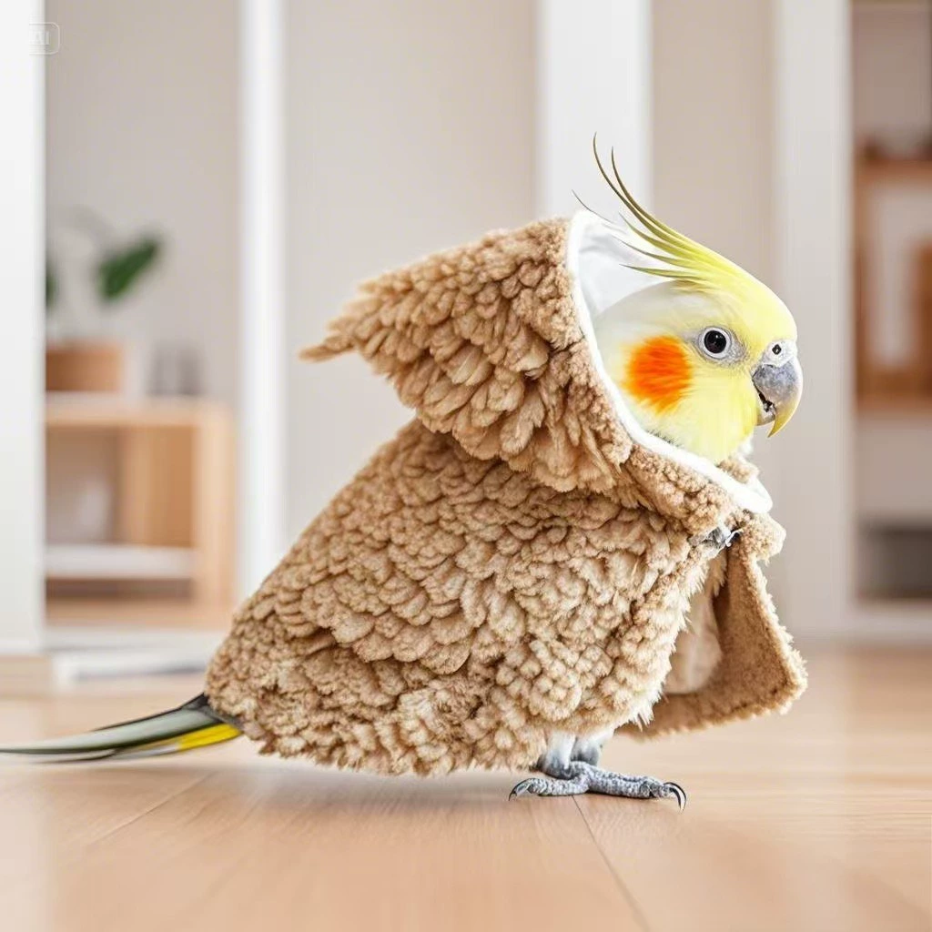 Накидка для попугая, маленький плащ, одежда для птиц, утолщенная, морозостойкая, теплая, тигровая кожа, накидка для кореллы, уличная одежда, накидка для птиц, толстовка