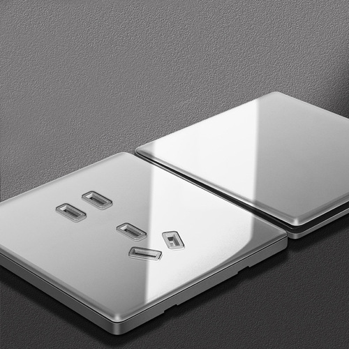 Golden mirror switch tempered glass switch socket 86 type five-hole socket household simple slim socket panel