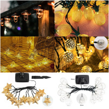 跨境热销led太阳能摩洛哥灯串廊道灯铁艺菠萝户外庭院装饰彩灯串
